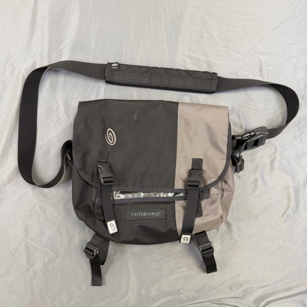 Timbuk2 Classic Messenger Bag Black Grey Ballistic Nylon Commuter Shoulder Bag